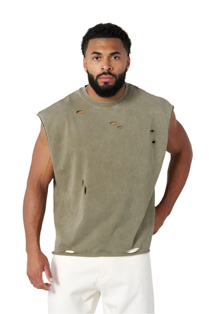 3022 - Anarchy Cropped Tanks Olive Wash