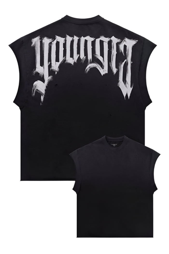 YOUNG LA 3056 - Drop Shoulder Cut-Offs Black Wash