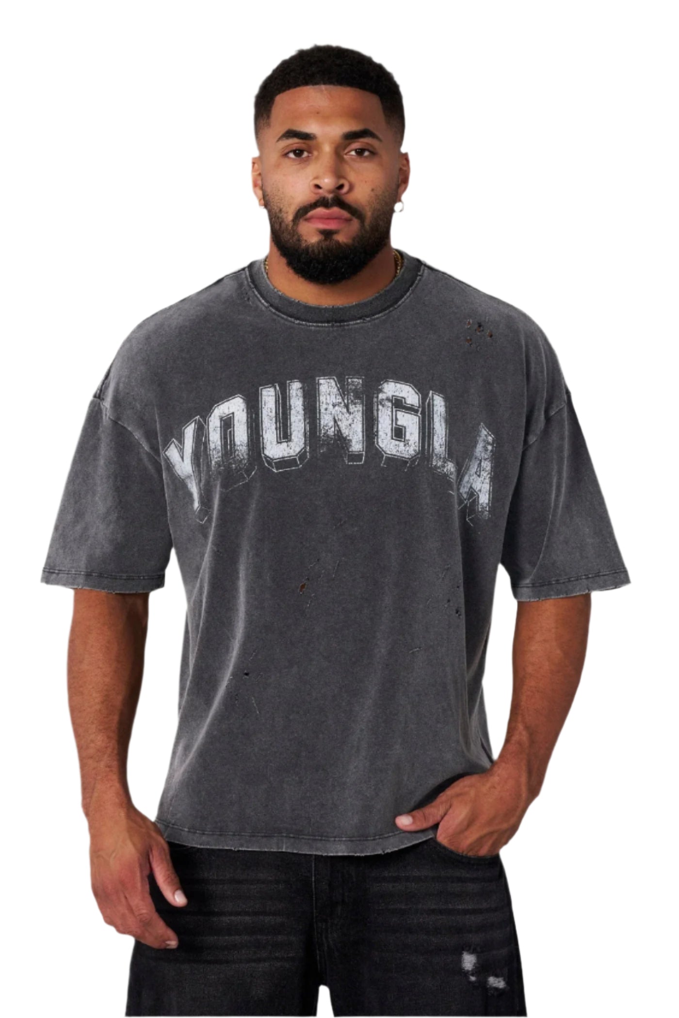 YOUNG LA 4146 - Scuffed Cloud Tees Grey Wash