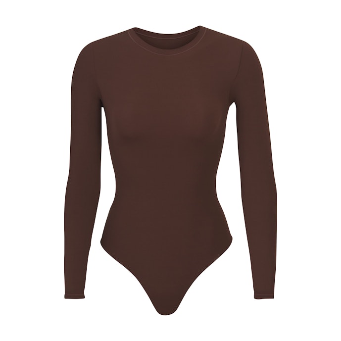 FITS EVERYBODY LONG SLEEVE CREW NECK BODYSUIT COCOA