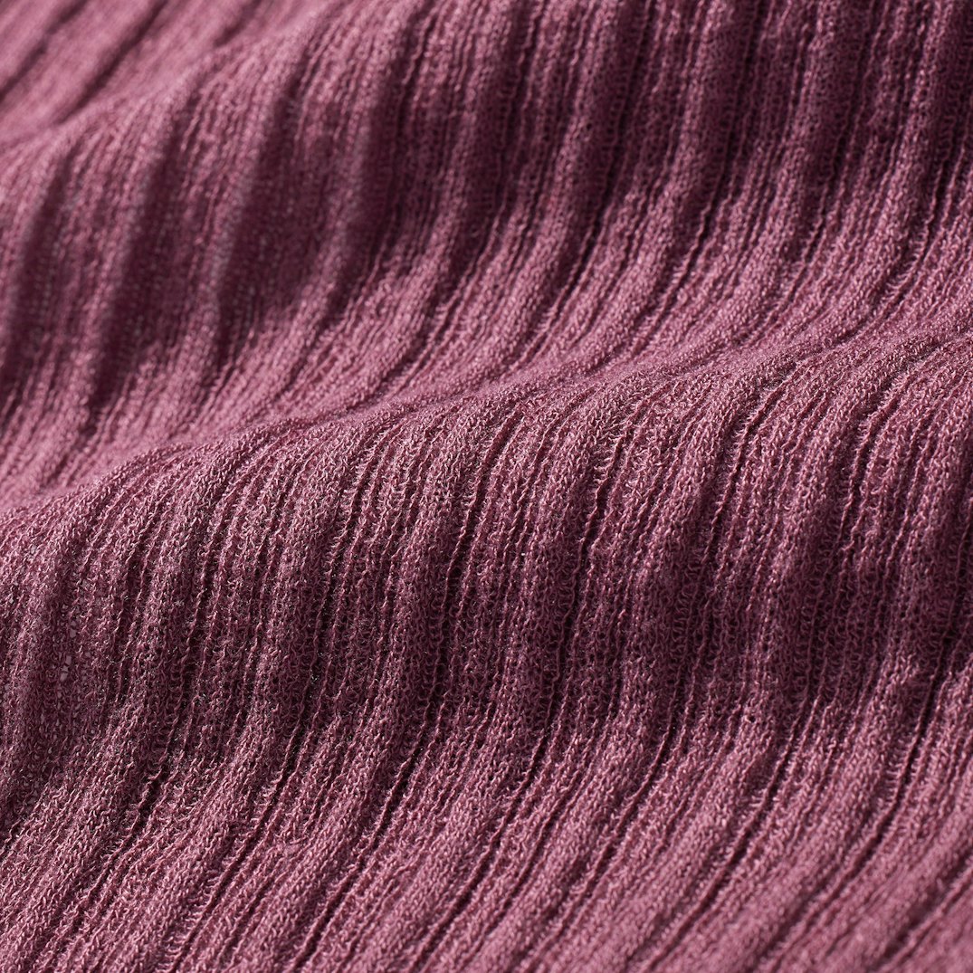 Sheer Knit LONG SLEEVE HENLEY Beet