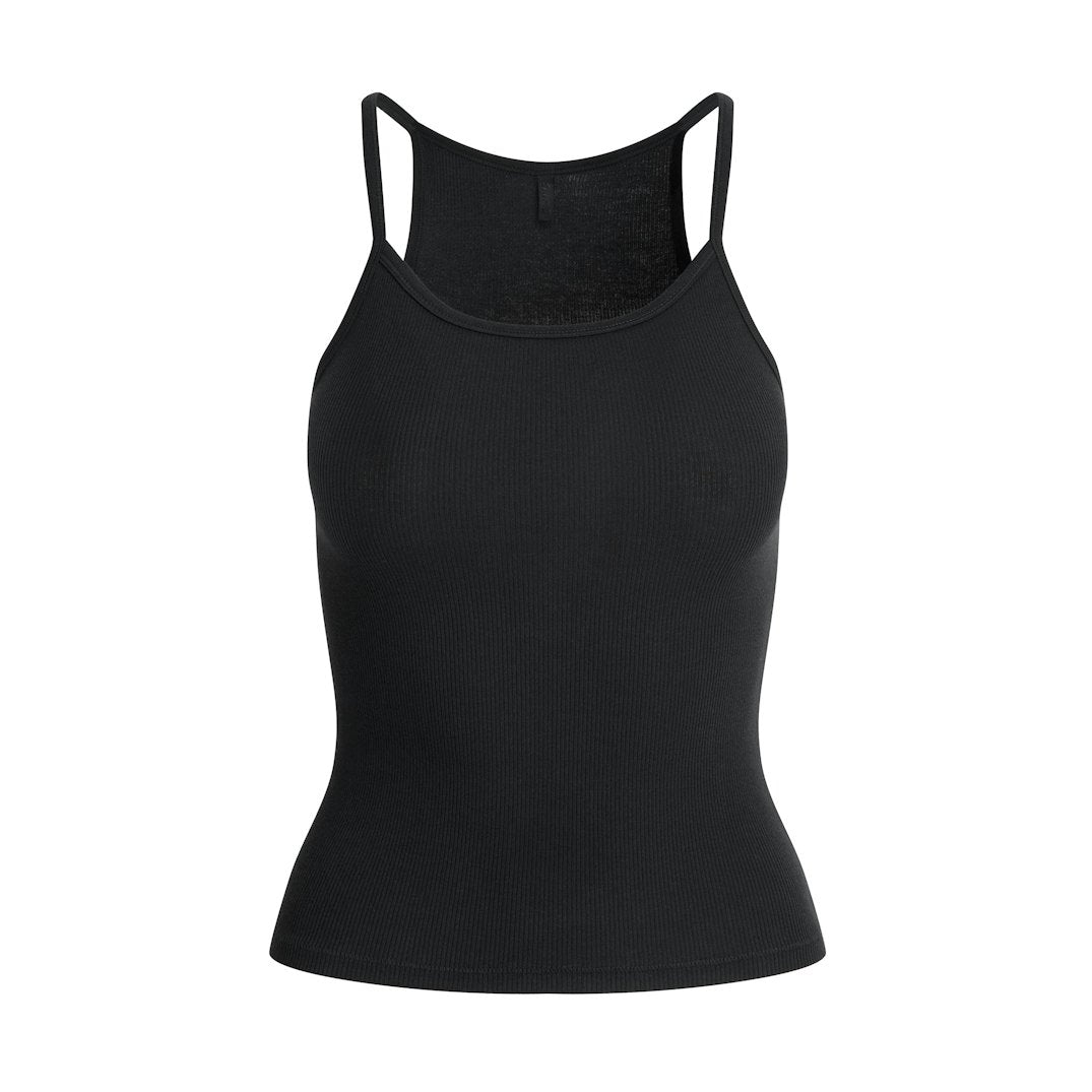 Cotton Rib LONG CAMI Soot