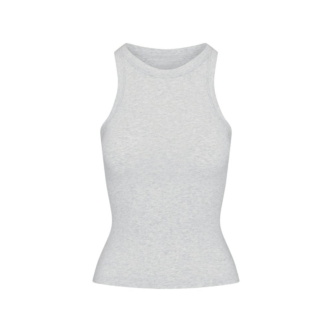 Cotton Jersey CREW NECK TANK Light heather grey