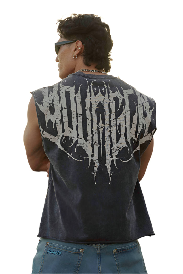 3022 - Anarchy Cropped Tanks Black Wash