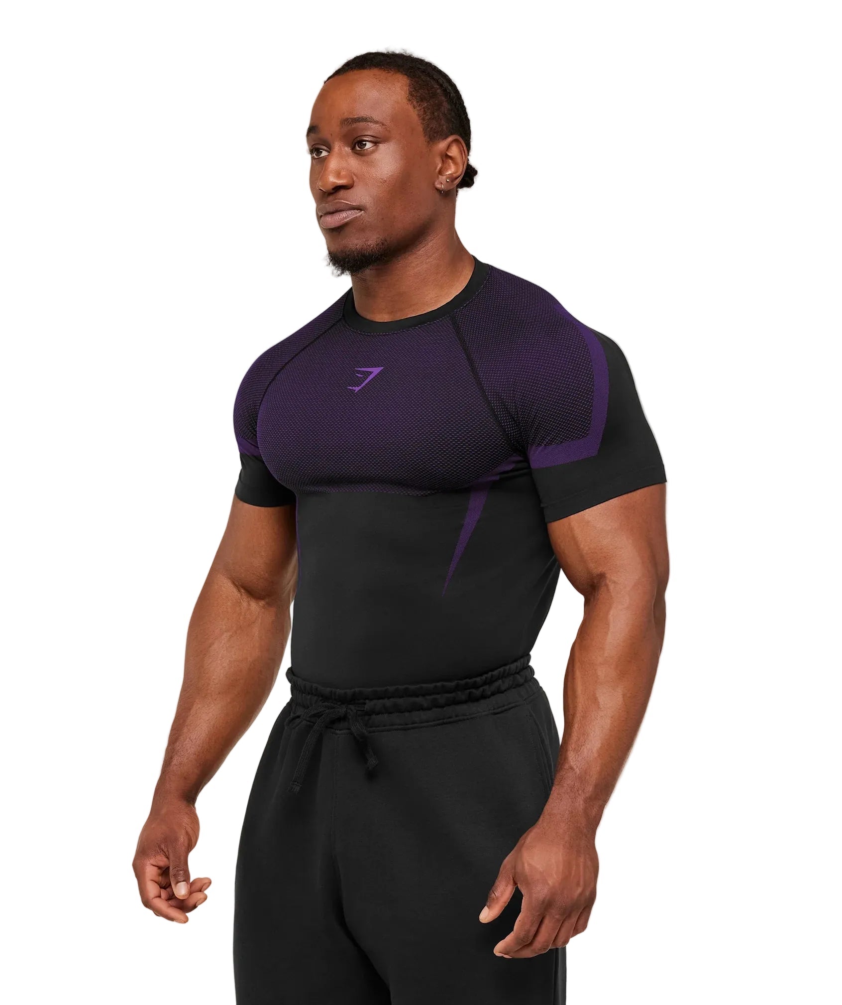 トップス  Onyx5.0Seamless T-Shirt purple Gymshark Onyx 5.0 Seamless T-Shirt - Black/Athletic Purple