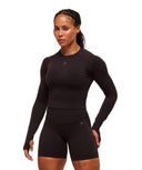 Activate Long Sleeve Crop Top Plum Brown