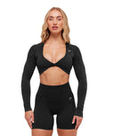 Adapt Animal Long Sleeve Crop Top body fit Black/Asphalt Grey