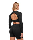 Adapt Animal Long Sleeve Crop Top body fit Black/Asphalt Grey