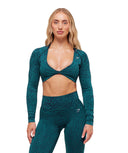 Adapt Animal Long Sleeve Crop Top body fit Navy/Brand Blue