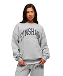 Collegiate Graphic Crew Neck Pullover oversized fit Light Grey Core Marl