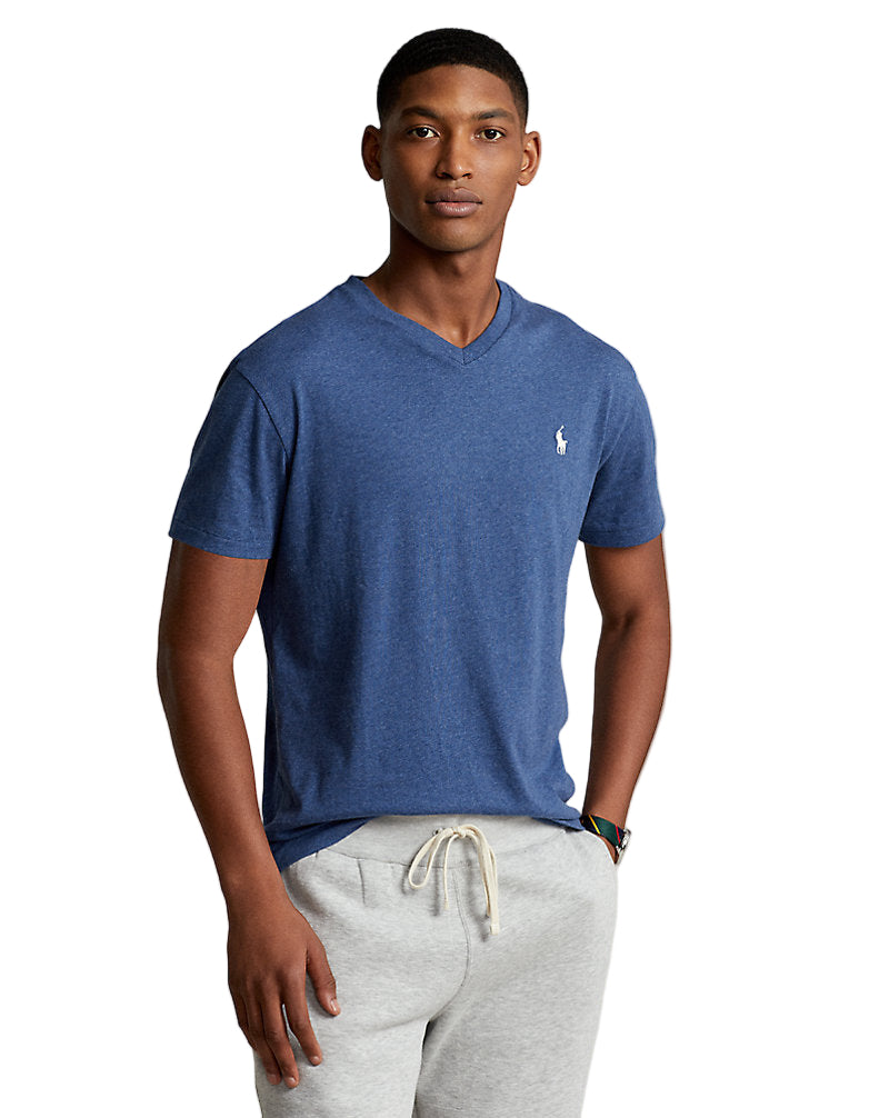 Classic Fit Jersey V-Neck T-Shirt Derby Blue Heather