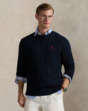 Cable-Knit Cotton Sweater Hunter Navy