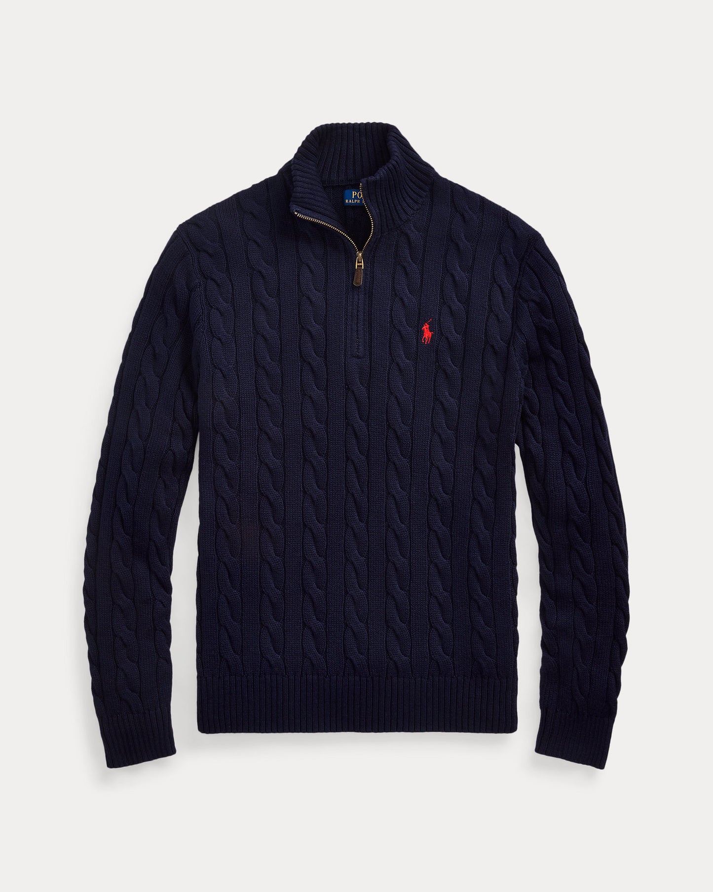 Cable-Knit Cotton Quarter-Zip Sweater Hunter Navy