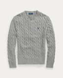 Cable-Knit Cotton Sweater Fawn Grey Heather