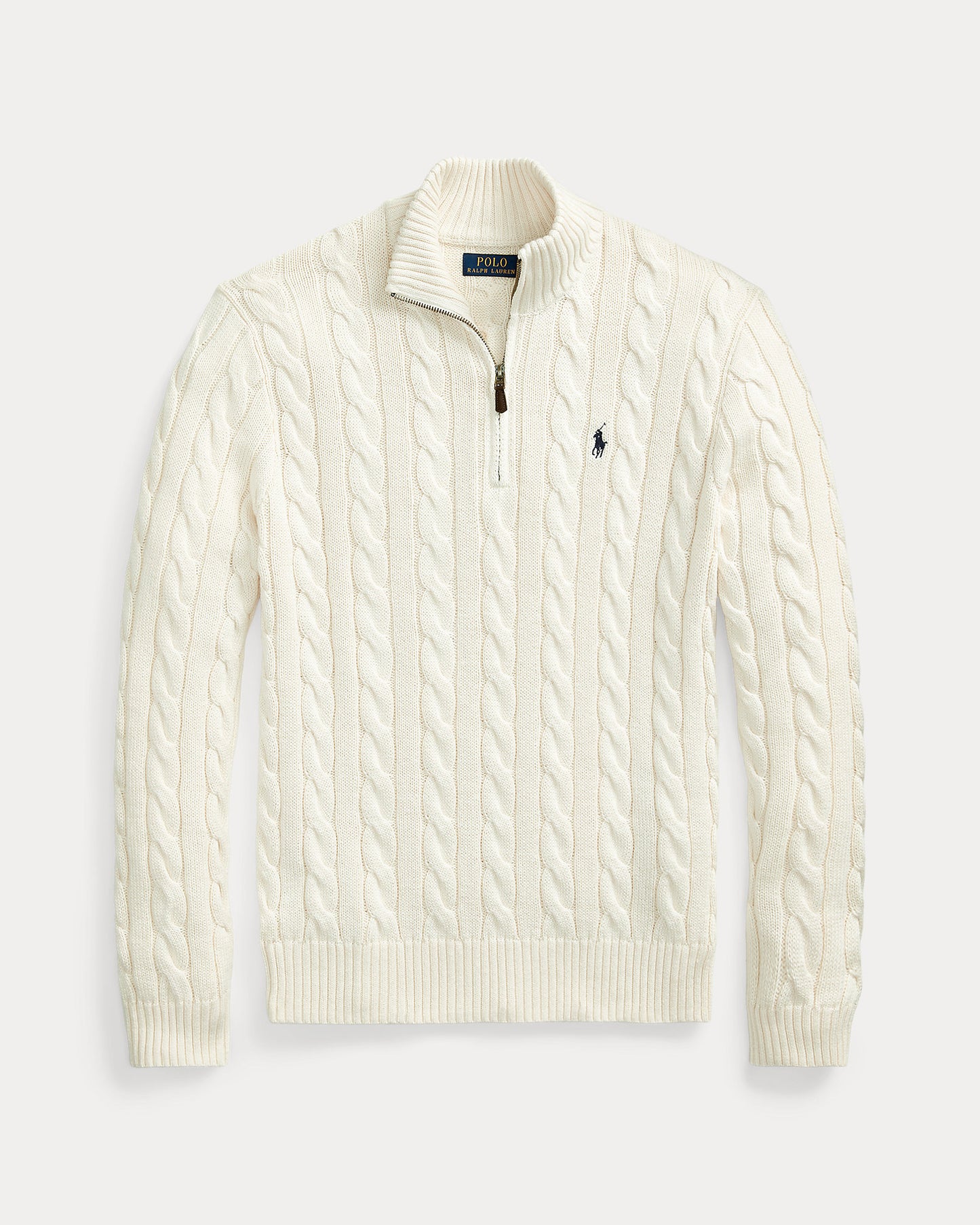 Cable-Knit Cotton Quarter-Zip Sweater Andover Cream