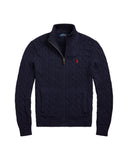 Cable-Knit Cotton Full-Zip Sweater Hunter Navy