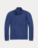 Cable-Knit Wool-Cashmere Sweater Rustic Navy Heather