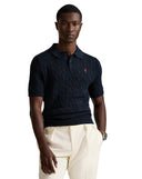 Cable-Knit Cotton Polo-Collar Sweater Hunter Navy