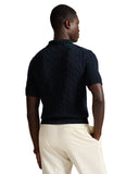 Cable-Knit Cotton Polo-Collar Sweater Hunter Navy