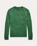 Cable-Knit Cotton Sweater Kale Green