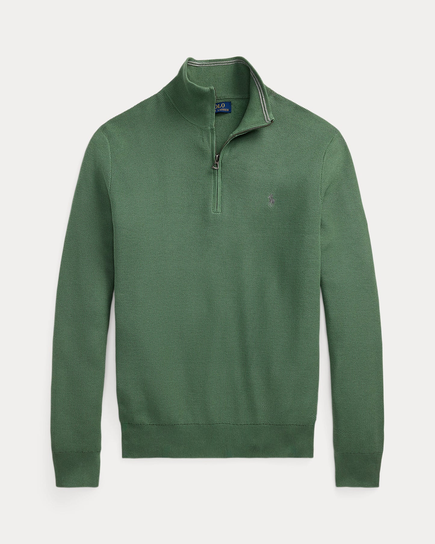 Mesh-Knit Cotton Quarter-Zip Sweater Fatigue
