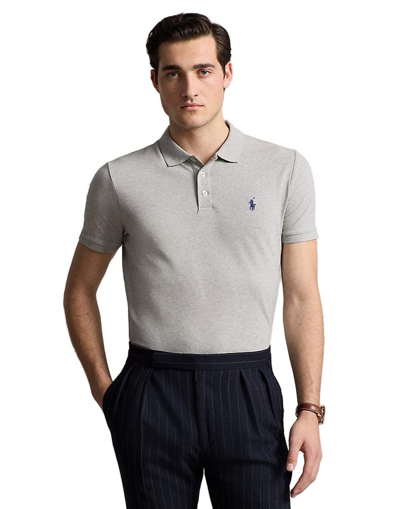 Custom Slim Fit Stretch Mesh Polo Shirt Andover Heather