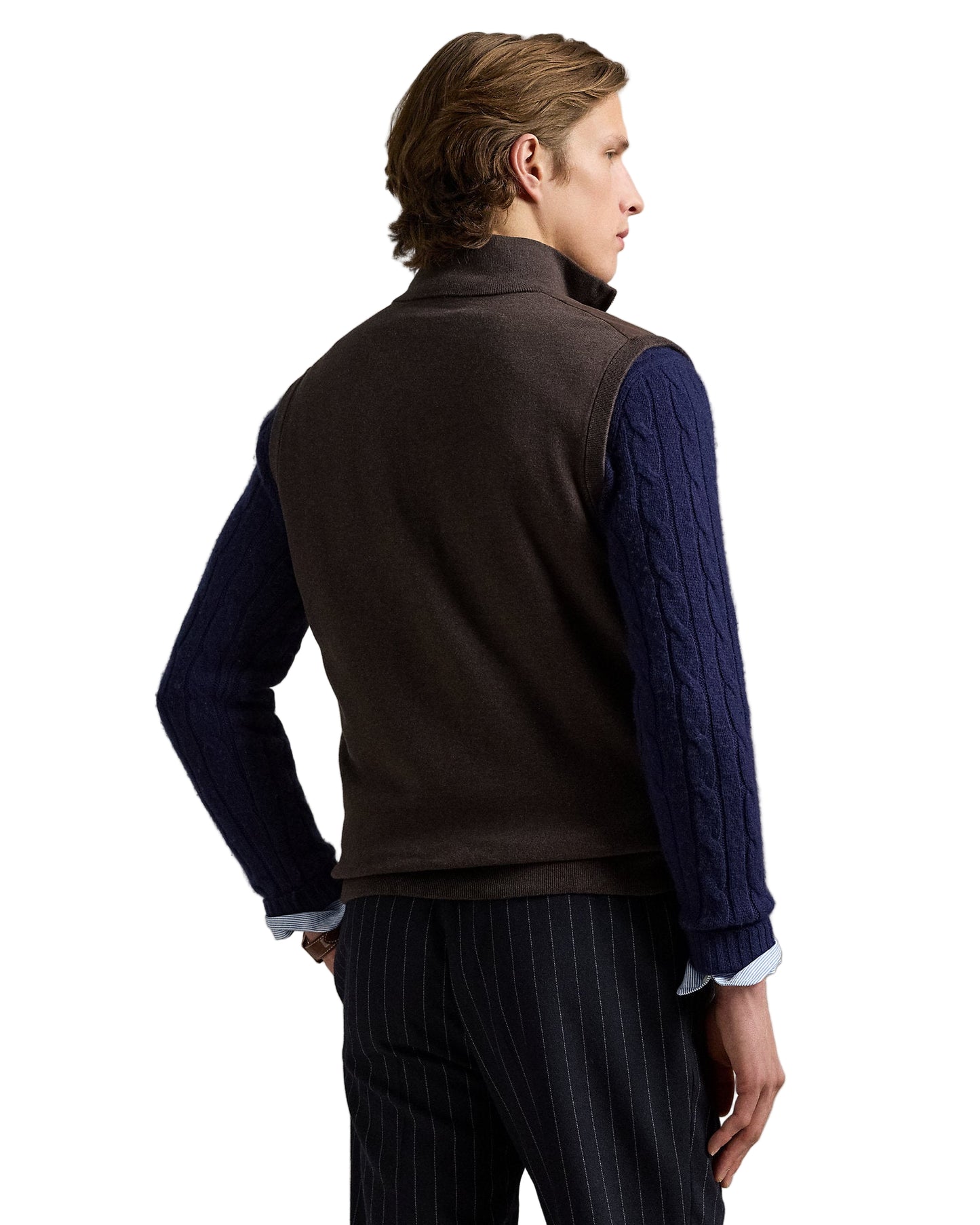 Hybrid Full-Zip Sweater Vest Brown Combo