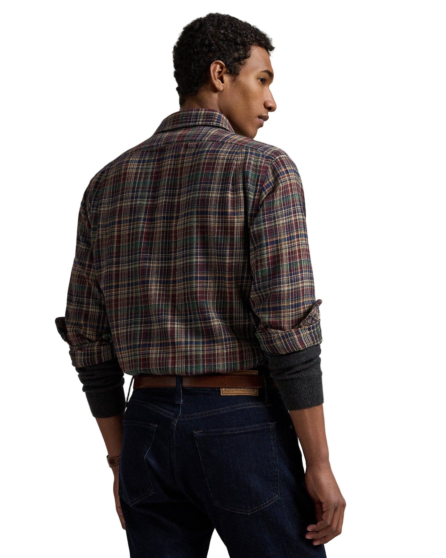 Classic Fit Plaid Brushed Flannel Shirt Pine Navy Multi