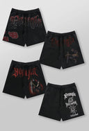1002 - NARUTO SWEAT SHORTS BLACK/FADED RED - Unmatched Kicks-YOUNG LA
