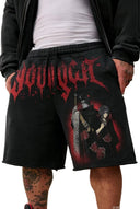 1002 - NARUTO SWEAT SHORTS BLACK/RED - Unmatched Kicks-YOUNG LA