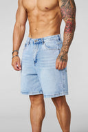 1025 - Phantom Embroidery Jorts Blue Wash - Unmatched Kicks - YOUNG LA