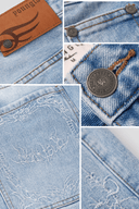 1025 - Phantom Embroidery Jorts Blue Wash - Unmatched Kicks - YOUNG LA