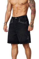 1025 - Phantom Embroidery Jorts Black Wash