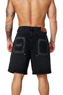 1025 - Phantom Embroidery Jorts Black Wash
