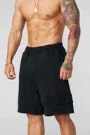 1027 - PATCHWORK SHORTS - BLACK - Unmatched Kicks - YOUNG LA