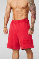 1027 - PATCHWORK SHORTS - RED - Unmatched Kicks - YOUNG LA