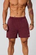 1043 - Washed Fitness Shorts Burgundy Wash - Unmatched Kicks-YOUNG LA