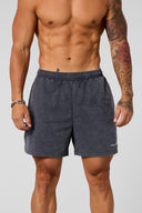 1043 - Washed Fitness Shorts Grey Wash - Unmatched Kicks-YOUNG LA