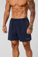 1043 - Washed Fitness Shorts Navy Wash - Unmatched Kicks-YOUNG LA