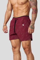 1052 - Reflective Fitness Shorts Burgundy - Unmatched Kicks - YOUNG LA