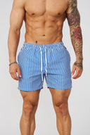 1056 - Striped Swim Shorts Blue - Unmatched Kicks-YOUNG LA