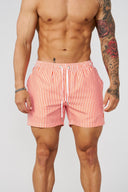 1056 - Striped Swim Shorts Orange - Unmatched Kicks-YOUNG LA