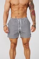 1056 - Striped Swim Shorts Black