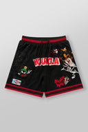 1071 - Looney Tunes Embroidered Patch Shorts Black - Unmatched Kicks-YOUNG LA