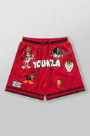 1071 - Looney Tunes Embroidered Patch Shorts Red - Unmatched Kicks-YOUNG LA