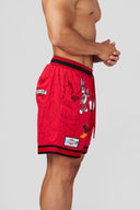 1071 - Looney Tunes Embroidered Patch Shorts Red - Unmatched Kicks-YOUNG LA