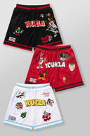 1071 - Looney Tunes Embroidered Patch Shorts Red