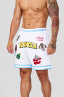 1071 - Looney Tunes Embroidered Patch Shorts White