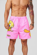 1098 - Looney Tunes Basketball Shorts Pink - Unmatched Kicks-YOUNG LA