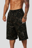 1107 - Extra Long Baggy Shorts Dark Tree Camo